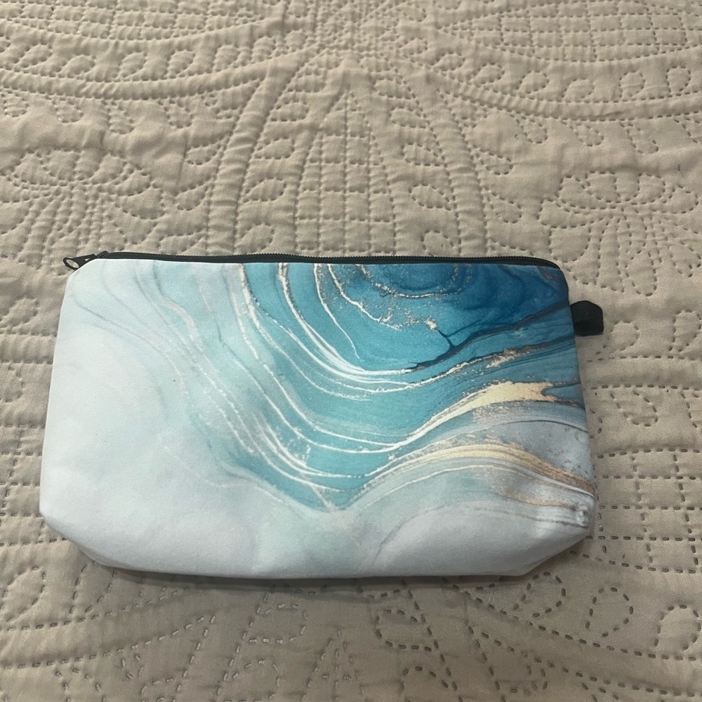 Blue and White Marble Print Pouch